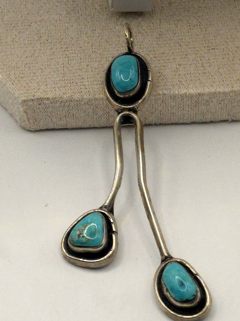 Sterling Silver Turquoise Drop Pendant Handmade Unique - Turquoise Blue